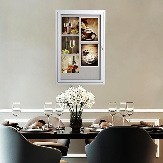 36×24 Inch Lockable Enclosed Bulletin Board, Weather-Resistant Outdoor - Image 7