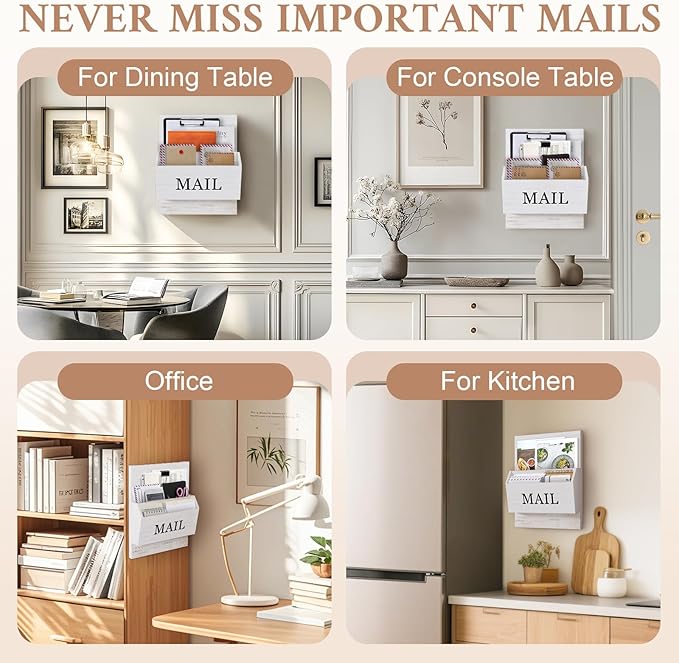 SeekElegant Mail Organizer Wall Mounted, 2-Slot Mail Holder - Image 6
