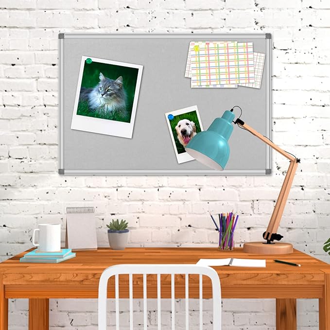 36x24-Inch Gray Felt Bulletin Board - Image 9