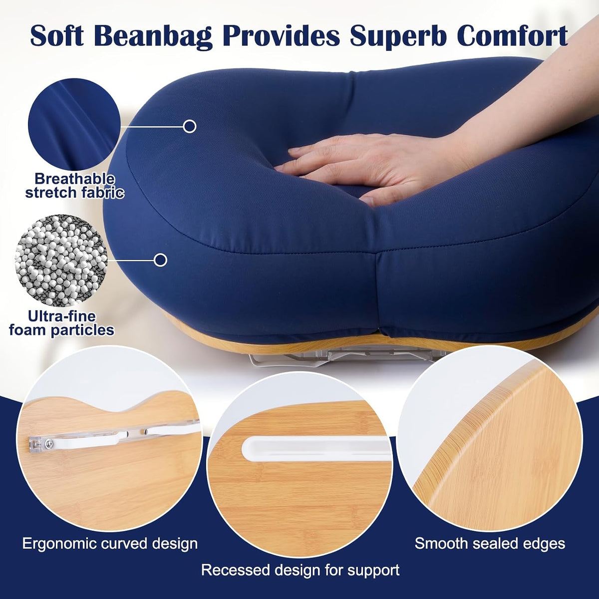 Lap Desk XL Beanbag Book Stand –Book Holder for Reading in Bed Hands Free Rea...