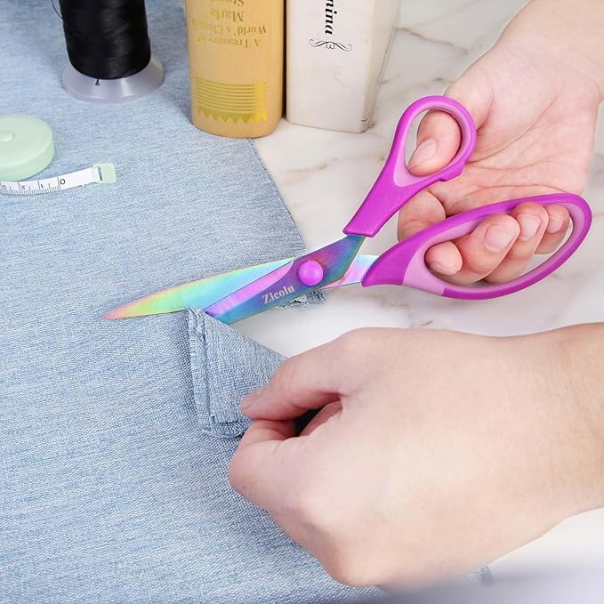 Zicolu 8.5" Scissors All Purpose, Titanium Coating Sharp Blade, Soft - Image 6