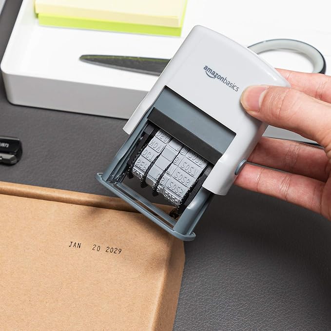Amazon Basics Self-Inking Date Stamp, Rectangular, 2.56" x 1.69" x 4.13" - Image 6