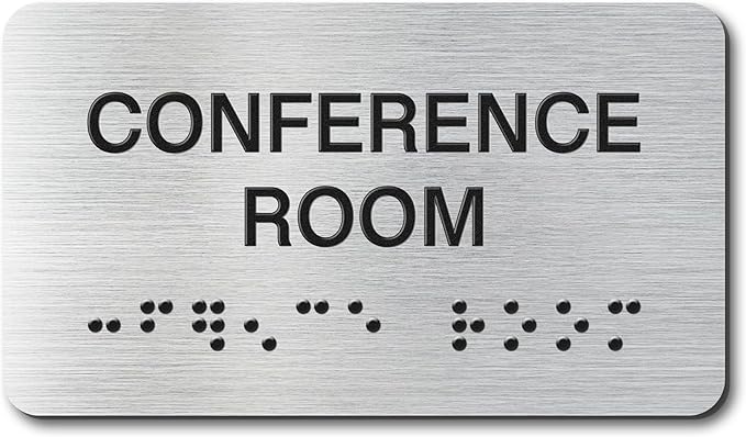 Conference Room Signs with Raised Text & Grade 2 Braille, Brushed by EliteSign