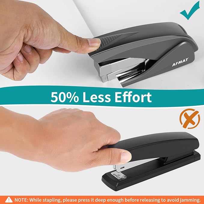 AFMAT Effortless Stapler for Desk, 50 Sheet Desktop Stapler, Ergonomic Office - Image 2