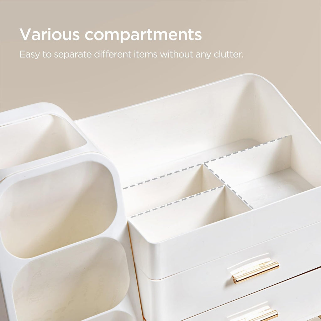 hblife makeup organizer with brush holder for vanity showing dimensions