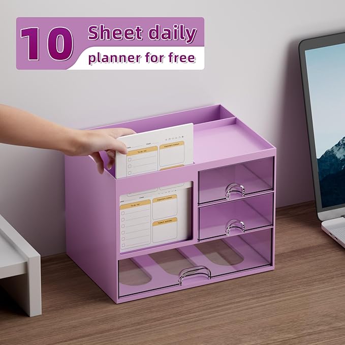 Marbrasse Desk Organizer with 3 Drawer, Desk Organizers and Accessories with 4 - Image 5