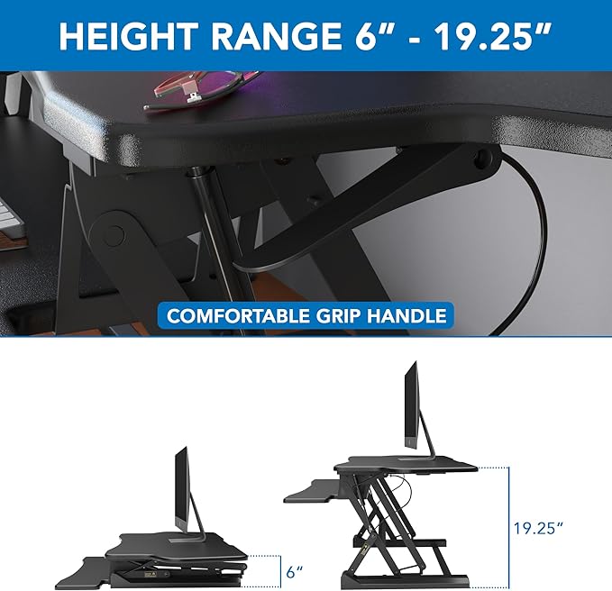 Mount-It! Standing Desk Converter, Height Adjustable from 6"–19.25", Extra - Image 7