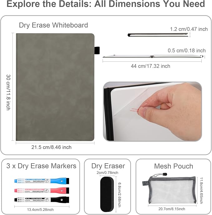 AGM Portable White Board Dry Erase Notebook, Small Travel Dry Erase Board - Image 2