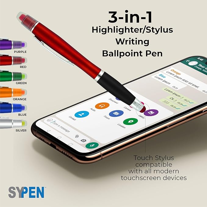SyPen Personalized Pens with Gel Highlighter and Stylus -200 Pack Bulk-Free - Image 3