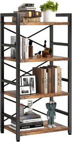 Homeiju Bookshelf, 4 Tier Small Bookcase, Organizers and Storage, Metal Small - Image 7