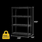 CENTREX CX 4-Tier Plastic Storage Shelving Unit, Heavy Duty, 150lbs Per Shelf - Image 2