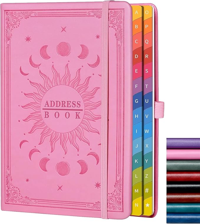 Address Book with Colorful Alphabetical Tabs – Hardcover Contact Organizer by HwxBen
