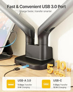monTEK Dual Monitor Arm with USB, Mechanical Spring Monitor Arm - Image 7