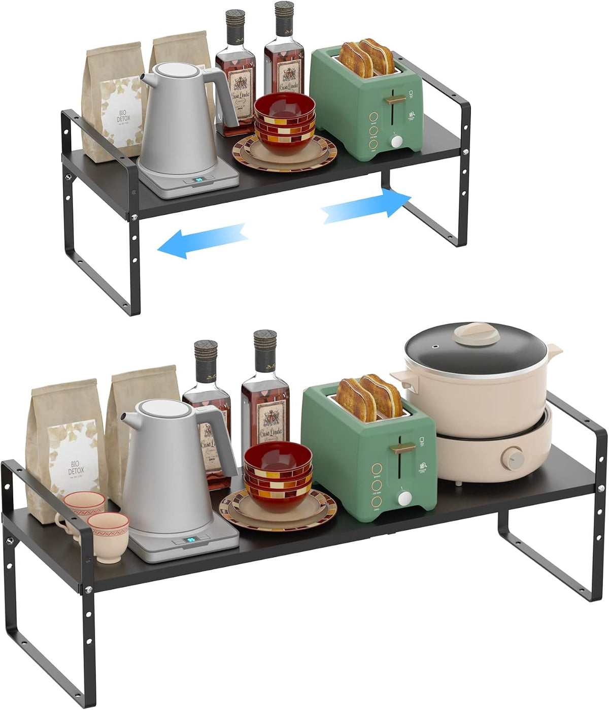 iPEGTOP Expandable Cabinet Storage Shelf Organizer Rack, Heavy Duty Cupboard ...