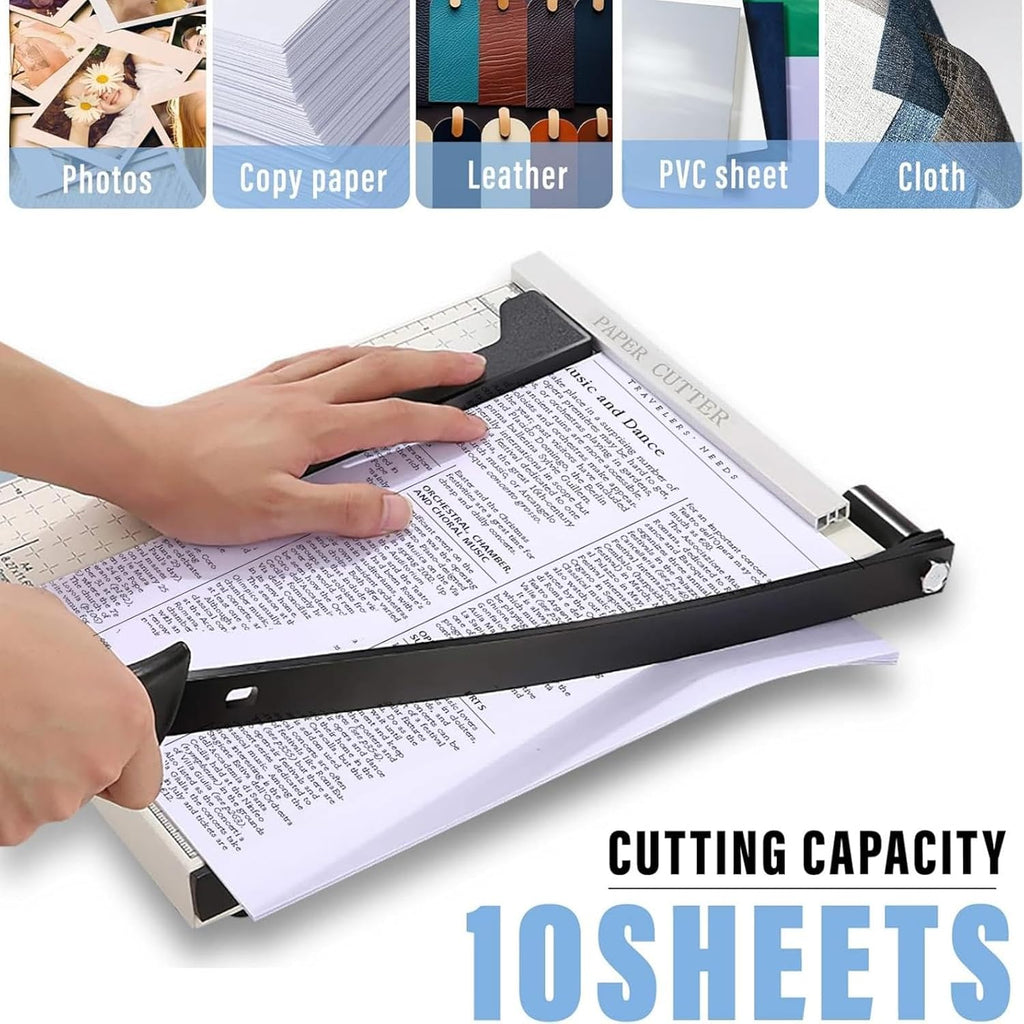 12" Guillotine Paper Cutter,Paper Cutter for Cardstock Heavy Duty 12 inch,Cut Cleanly and Quickly,12" Cut Length,10 Sheet Capacity.Paper Trimmer for Classroom,Cardstock, Art Projects,and Office Use A4