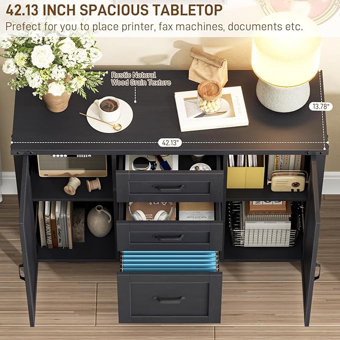 Vabches File Cabinet with 3 Drawers, Farmhouse Lateral File Cabinet Fits Files - Image 5