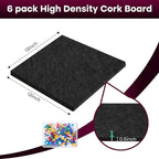 Bouiexye Felt Cork Board Tiles 6 Pack Black Bulletin Boards 12"x12" - Image 2