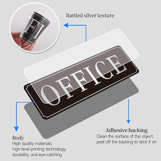 The Office Door Sign for Home and Business，Self-Adhesive Waterproof and - Image 2