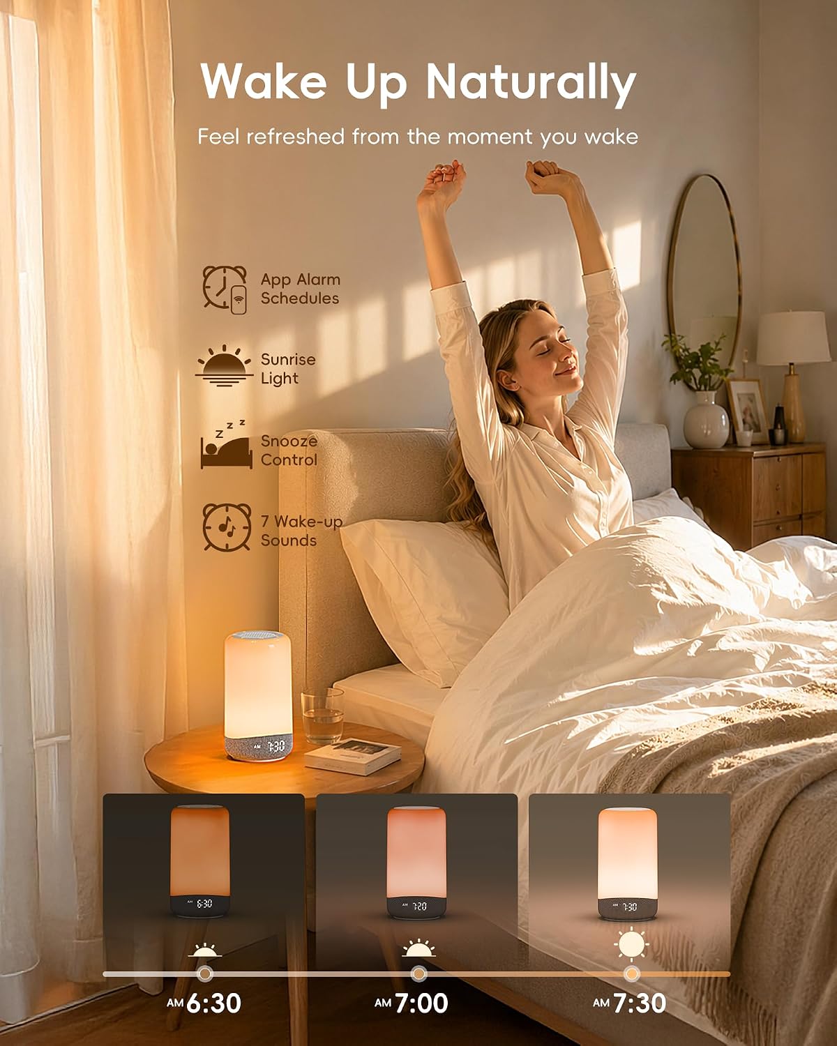 ecozy 3 in 1 sunrise alarm clock white, package contents