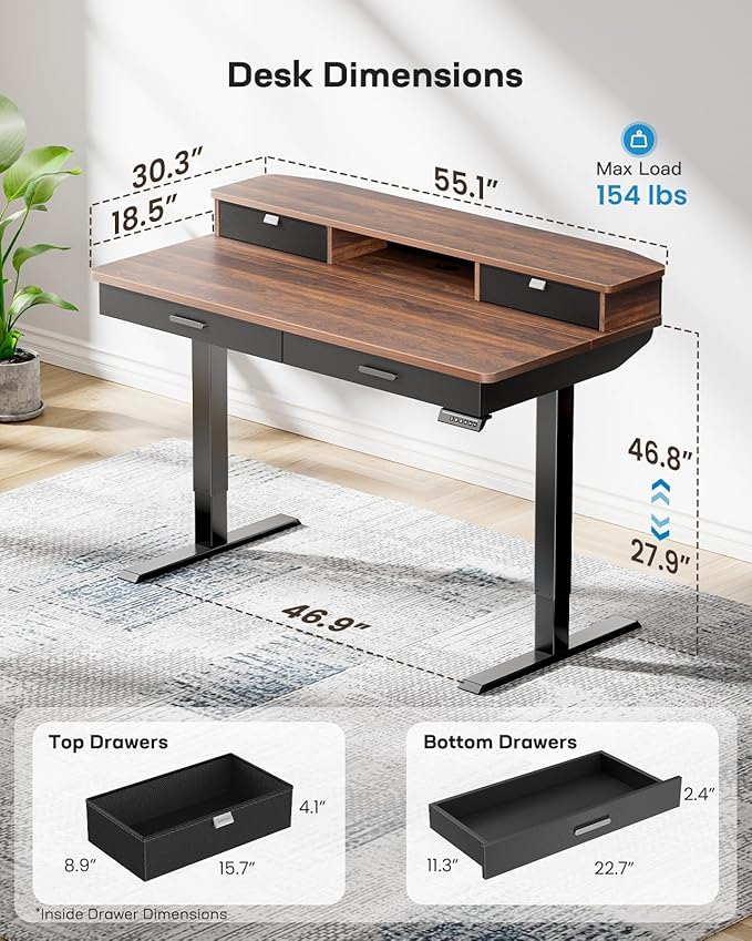 HUANUO 55 x 30 inch Electric Standing Desk - Image 3