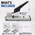 Heavy Duty Stapler for Office - Large Stapler 200 Sheet High Capacity - Heavy-Duty Staplers for Desk - Desktop Paper Binding Tool - 2000 Staples Included