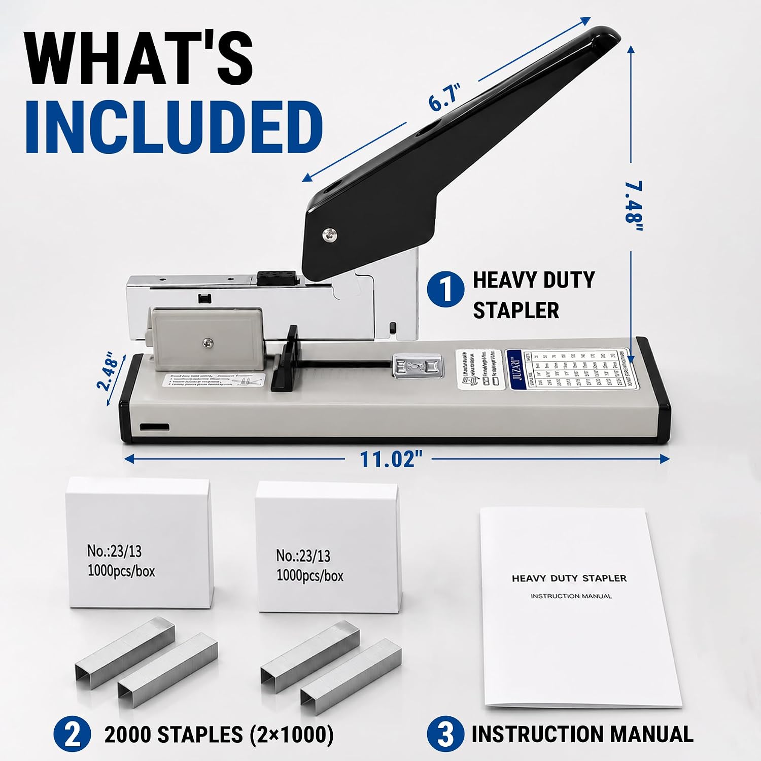 Heavy Duty Stapler for Office - Large Stapler 200 Sheet High Capacity - Heavy-Duty Staplers for Desk - Desktop Paper Binding Tool - 2000 Staples Included