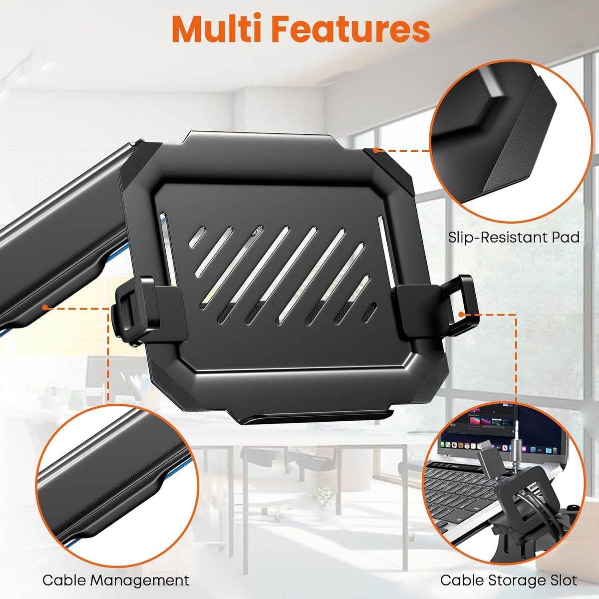 2-in-1 Laptop Wall Mount with Detachable Tray for 12-17" Laptops & M...