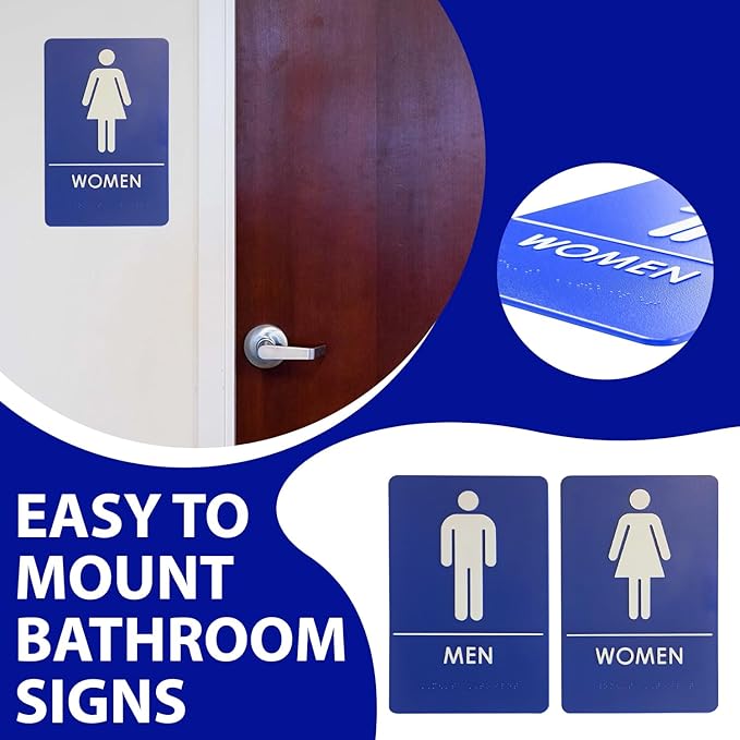 USA Made - Men's and Women's Restroom Signs ADA-Compliant Bathroom Door Signs - Image 3