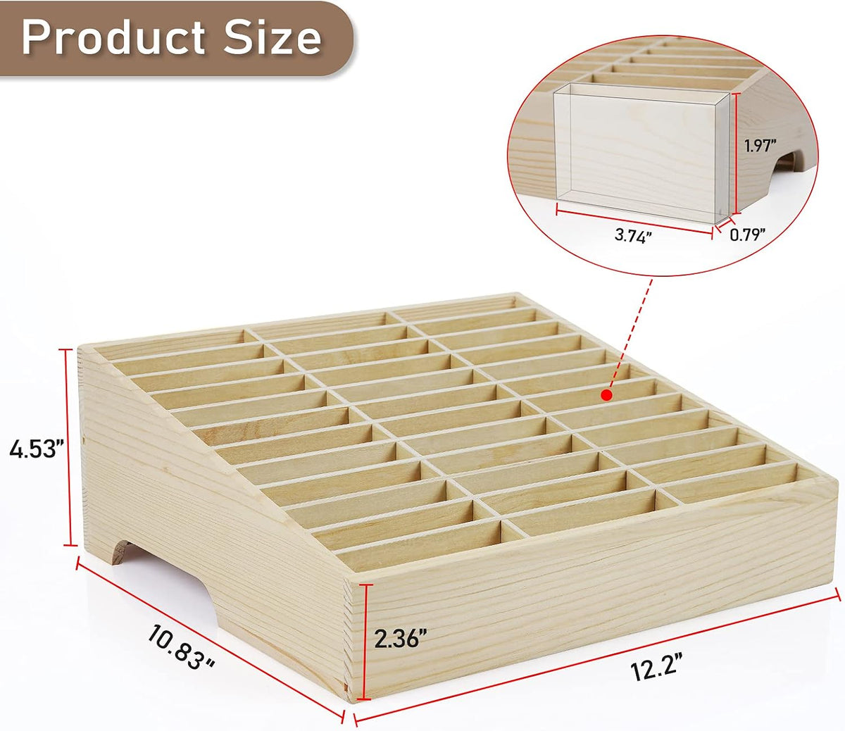 36-Grid Wooden Cell Phone Holder Desktop Organizer