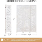 66.9Inch Folding Room Divider, 3 Panels Wood Carved Privacy Screens, Free - Image 6