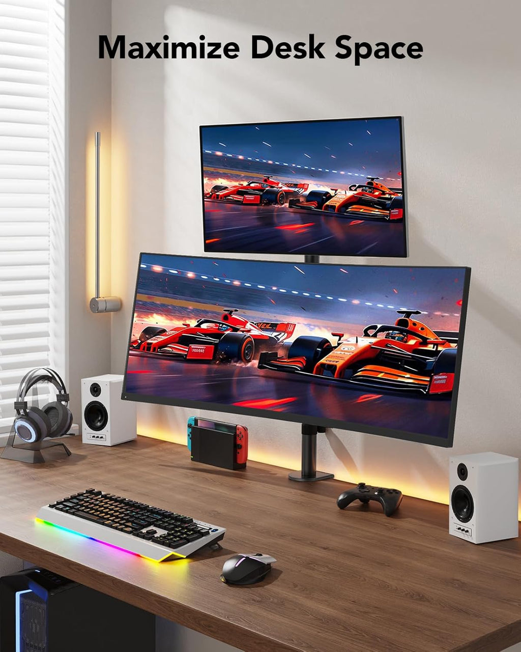 huanuo vertical dual monitor mount, stacked monitor stand, package contents