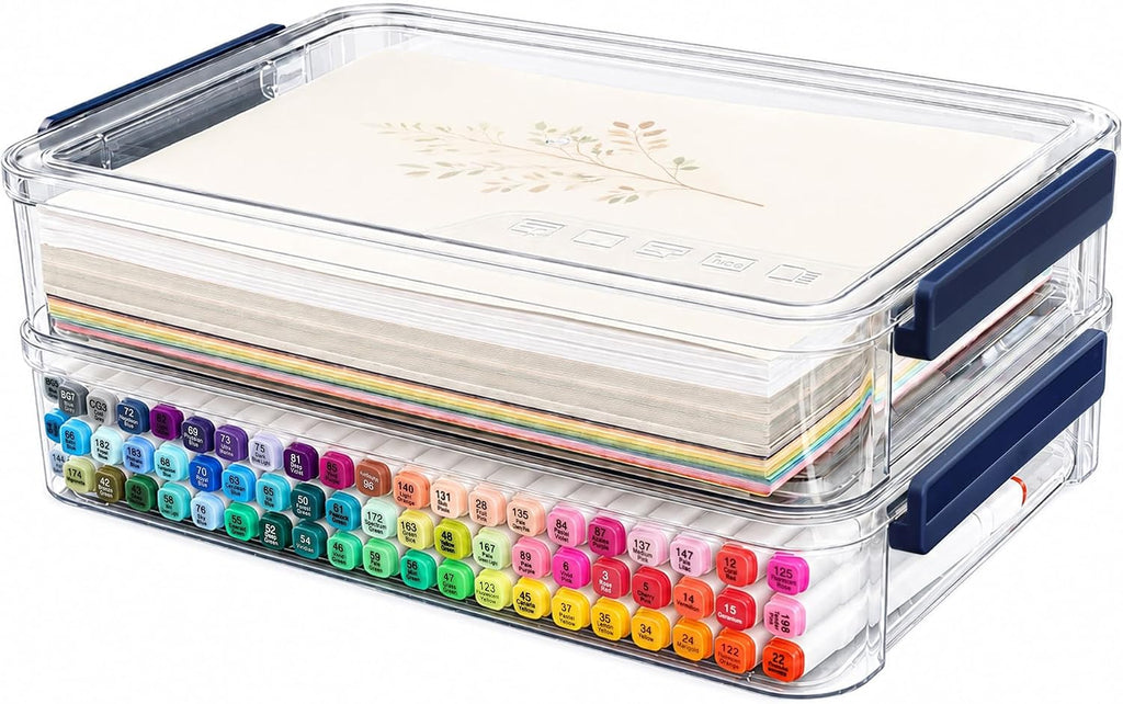 catoomuu 2-pack 9x13 clear plastic project case stackable, main product view