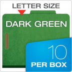 Pendaflex Classification Folders, Standard, 3 Dividers, Embedded Fasteners, 2/5 Cut Tab, Dark Green, Letter, 10/BX (24097), Letter (Pack of 5)
