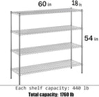 Regal Altair 18" Deep x 60" Wide x 54" Height Wire Shelving Kit | 4-Tier | NSF - Image 3