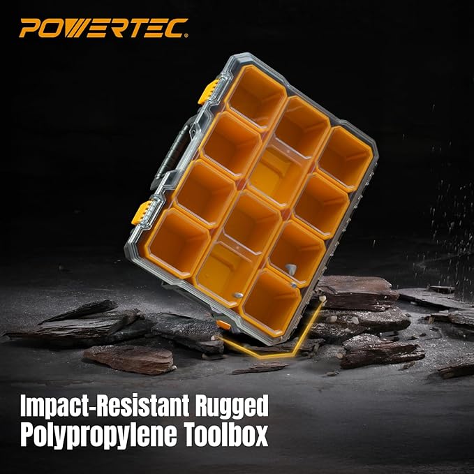 POWERTEC Small Parts Organizer & Tool Box – 10 Compartments, IP65 Water & Dust - Image 7