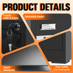 4 drawer file cabinet with lock,vertical filing storage, side view