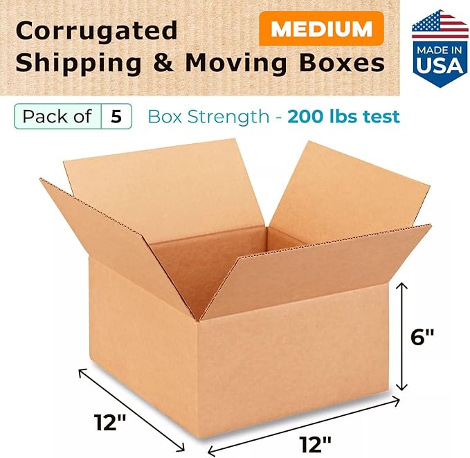 Medium Moving & Shipping Boxes 12 x 12 x 6 inches - Image 2