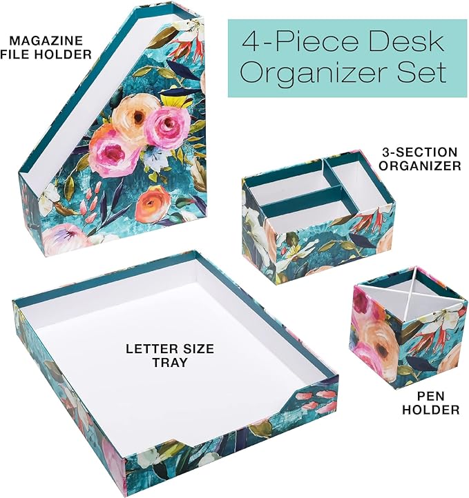 Global Printed Products Designer Printed Desk Organizer Set, Includes Letter - Image 2