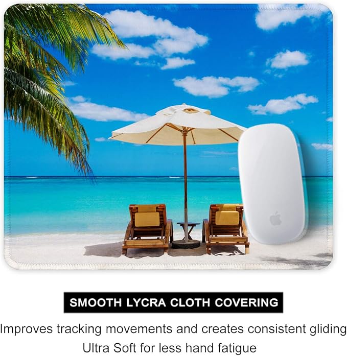 Auhoahsil Mouse Pad, 12 x 10 in Beach Theme Computer Mouse Pad - Image 4