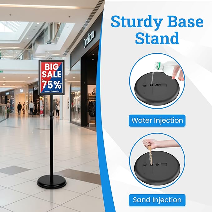 Banzoni Standing Sign Holder | Adjustable Pedestal Signage Stand - Image 6