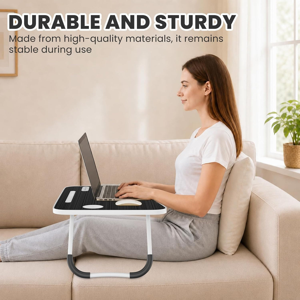 Lap Desk for Laptop Tray, Foldable Laptop Bed Desk with Storage Drawer