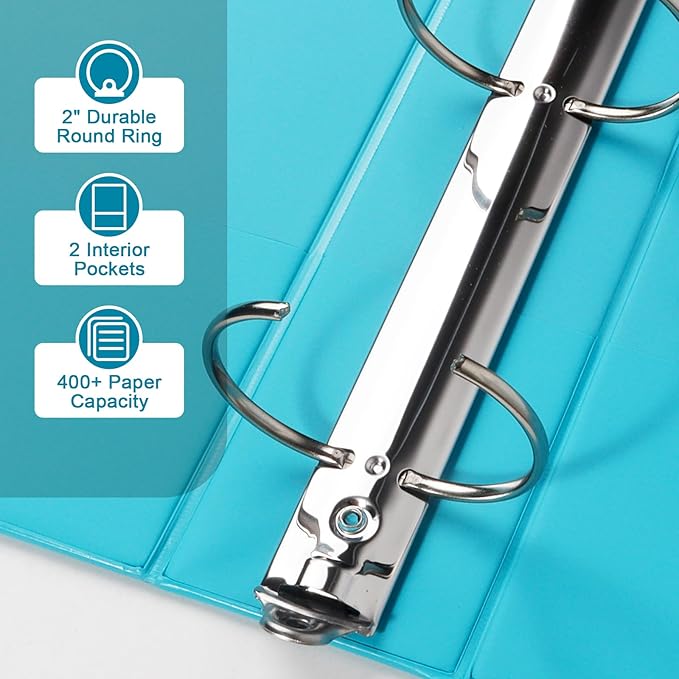 CIXILDTS 2-inch Round Ring Binder, Durable 2" 3 Ring Binder Fit Letter Size - Image 4