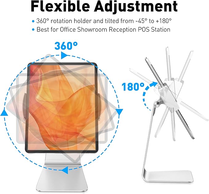 AboveTEK Elegant Tablet Stand, Aluminum iPad Stand Holder, Desktop Kiosk POS - Image 3