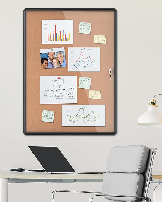Mifuro 38"x28" Enclosed Bulletin Board, Lockable Weather-Resistant Aluminum - Image 2