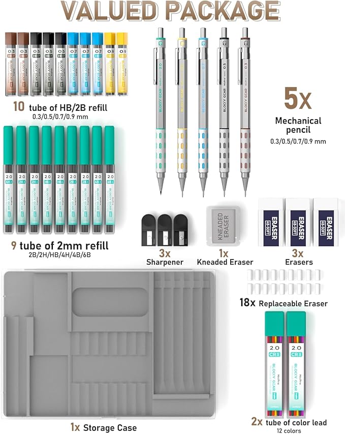 Nicpro 36PCS Blocky Gear Mechanical Pencil Set - Image 7