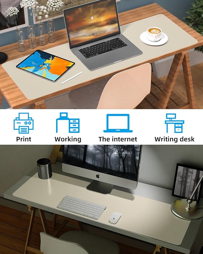 Leather Desk Pad Protector, Office Desk Mat, Large Mouse Pad, Non-Slip Desk - Image 6