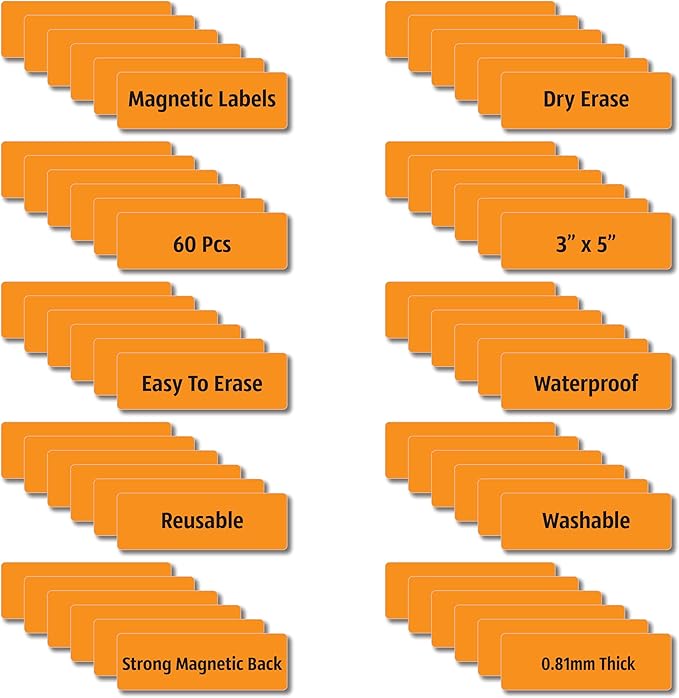 Magnetic Dry Erase Magnets Labels 3x1 inches, Reusable Name Tags, Organizing - Image 2