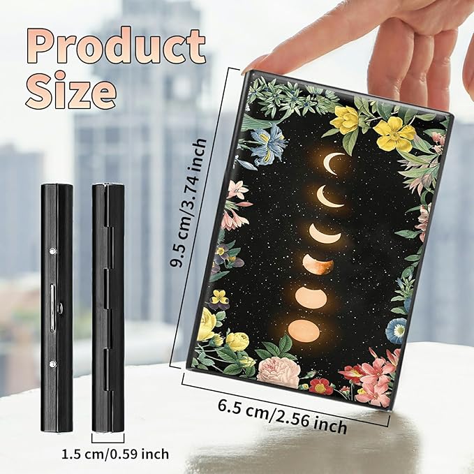BWEGRHE Slim Credit Card Holder, Moon Flower RFID Blocking Metal Wallet - Image 2