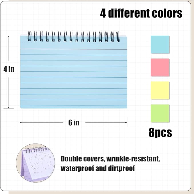 Koogel 400PCS Index Cards with Rings, 4x6 Colored Ruled Index Cards with - Image 5