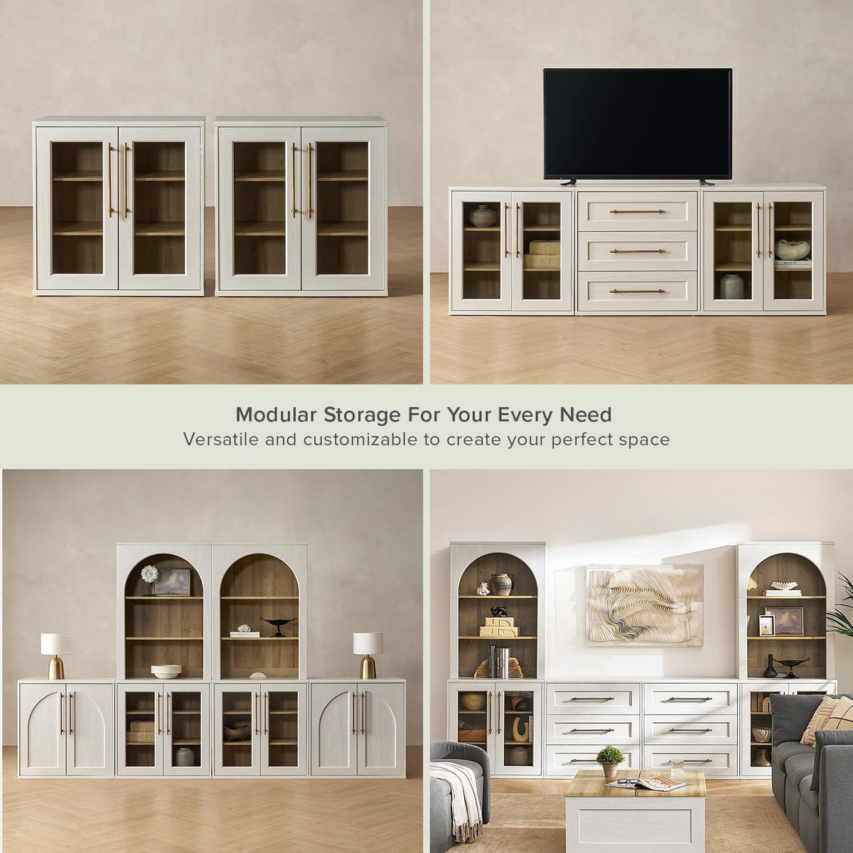 mopio Blake Storage Cabinet, Pantry, Sideboard (White Oak, Single, Acrylic)